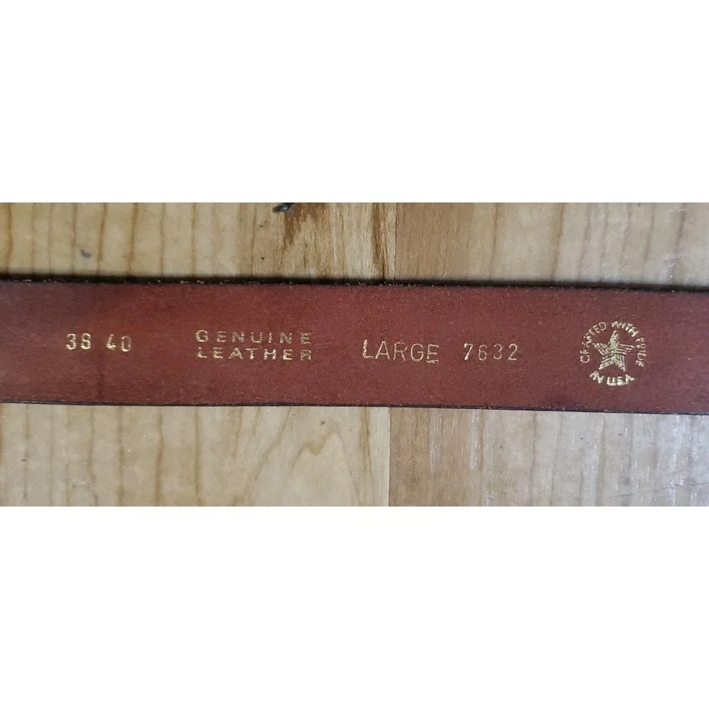 Vintage Genuine Leather Belt‎ USA Made Tooled Celtic Braided Pattern Tan Size L